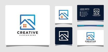 House Roof and Square Logo Template Design Inspiration vector