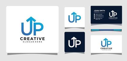 Up Text and Up Arrow Logo Template With Business Card Design Inspiration vector