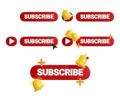 3d subscribe button red button subscribe to channel on white background 3d rendering photo