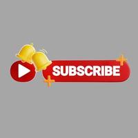 3d subscribe button red button subscribe to channel on white background 3d rendering photo