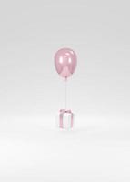 3D Rendering concept of gender reveal, wedding, birthday. Realistic pastel pink balloons floating from gift box on background. 3D render. 3D illustration. Minimal idea. Invitation card. photo