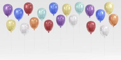 3D Rendering concept of balloon background. Colorful balloons floating on white background room studio. 3D render. 3D illustration. Minimal idea creative concept. photo