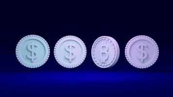 3D Rendering yellow coin with B standing out from coins with dollar concept of different money currency. Business concept. 3D rendering. photo