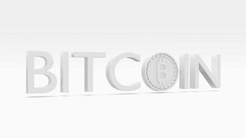3D Rendering concept of Decentralized finance, cryptocurrency, bitcoin white isolated text BITCOIN with B coin using as O on background. 3D render. 3D illustration. photo