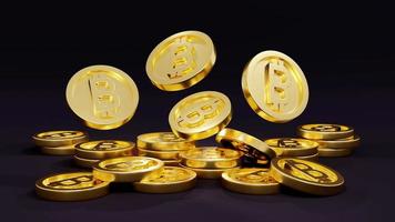 3D Rendering cryptocurrency B coin as referring to blockchain falling on background concept of Decentralized finance. 3D render. 3D illustration. photo