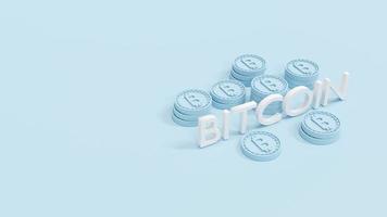 3D Rendering concept of Decentralized finance, cryptocurrency, bitcoin B as referring to bitcoin blockchain with text BITCOIN on background. 3D render. 3D illustration. photo