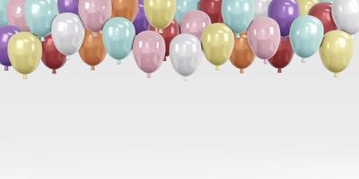 3D Rendering concept of balloon background. Colorful balloons floating on white background room studio. 3D render. 3D illustration. Minimal idea creative concept. photo