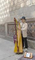 Barcelona, Spain, 9 June, 2018-Street harpist photo