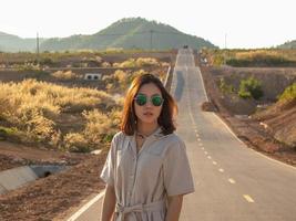 Woman on road photo