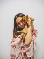 Woman and cat photo