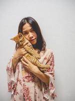 Woman and cat photo