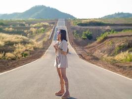 Woman on road photo