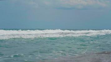 Windy day, agitated, white foamy sea waves. video