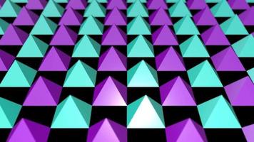 forma de pirâmide geométrica roxa e ciano girando e movendo o fundo
