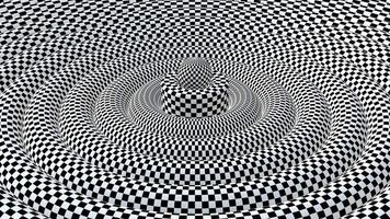 esfera flotante en el patrón de verificación mareado animación de bucle de toro geométrico video