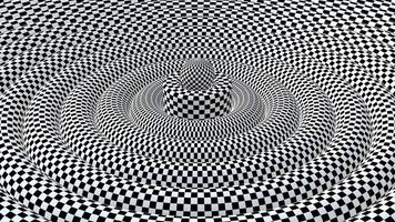 Floating Sphere on the Dizzy Check Pattern Geometric Torus Loop Animation video