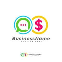 plantilla de vector de logotipo de chat de dinero, conceptos de diseño de logotipo de dinero creativo