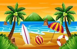 Beach Sunset Scenery Background vector