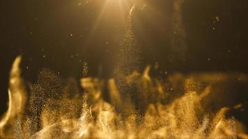 Gold color digital particles wave flow abstract technology background concept photo