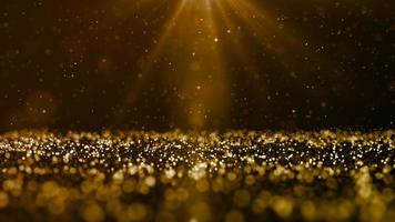 Gold color digital particles wave flow and light flare. abstract technology background concept photo