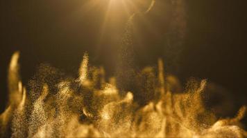 Gold color digital particles wave flow abstract technology background concept photo