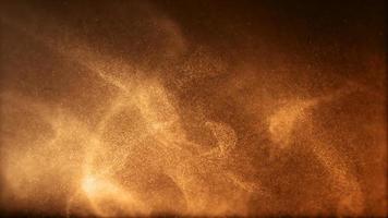 Gold color digital particles wave flow Or diffuse by the wind of the sand. Abstract technology background concept photo