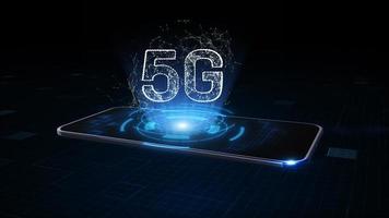 teléfono inteligente de conexión a Internet de alta velocidad 5g de Internet de las cosas iot, datos digitales de red de tecnología y concepto de fondo de conexión de red social en todo el mundo. representación 3d foto