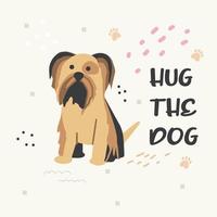 Poster with a cute pet dog and handwritten text. Print for printing on children's clothing. vector