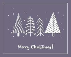 Christmas greeting cards made of hand drawn stylized Christmas trees. Scandinavian style doodle elements vector