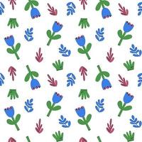 Seamless natural pattern of flowers in a simple shape. Abstract natural elements vector