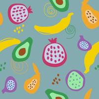 Abstract Seamless pattern. Hand drawn fruit in a simple shape. vector