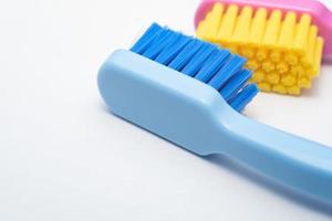 A conceptual of a couple toothbrush in love. Toothbrushes convey the human relationship between a man and a woman. photo