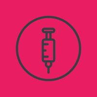 syringe line icon in circle vector