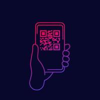 icono de escaneo de código qr con teléfono inteligente vector