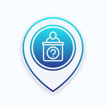 icono de la línea del mostrador de información en el puntero del mapa vector