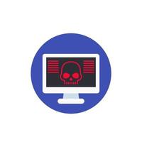 malware, estafa en línea, virus en icono de vector de computadora