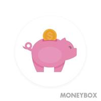 moneybox, savings, piggy bank icon, flat style vector