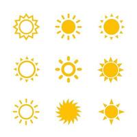 iconos de sol en blanco vector