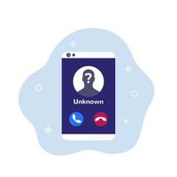 unknown caller, scam phone call vector icon