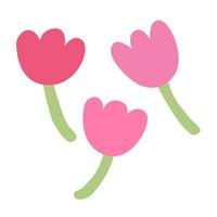 Set with decorative tulip flowers. Hand drawn flat vector illustration. Great for Easter and spring greeting cards.