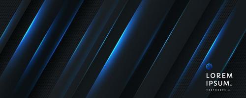 Black gradient background with dynamic diagonal glowing blue stripe lines and dark metal texture. Modern futuristic template banner design. Abstract background concept. EPS10 vector. vector