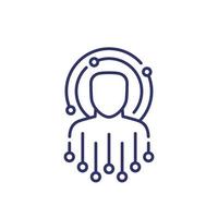 Artificial intelligence, machine learning and AI line icon vector