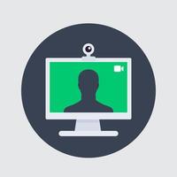 Video call icon, web camera and desktop vector