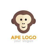 ape, monkey logo element, chimp icon on white vector