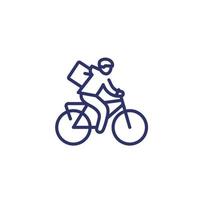 bike delivery line icon, courier on the bicycle vector