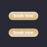 book now buttons in gold, vector