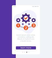 project management, 1, 2, 3 steps mobile banner design vector