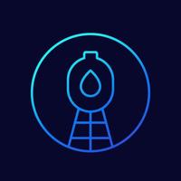 water tower line vector icon
