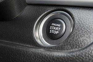 Engine start stop button from a modern car interior