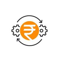 cost optimization icon with rupee, line vector